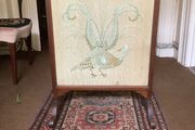 Vintage Fire Screen (featuring embroidered Peacock)