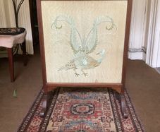 Vintage Fire Screen (featuring embroidered Peacock)