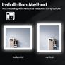 600x500mm Bathroom Mirror with Lights, Horizontal Vertical/Sensor Switch, Anti-Fog, 3 Colors Dimmable, Memory Function, LED Illuminated Bath Vanity Wall-Mounted Mirrors Image 3