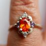 Vintage 925 Sterling Silver Ring with Central Orange Stone and Accent Stones Image 10