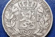 Belgium 1867 (Small Head) 5 Francs Silver coin