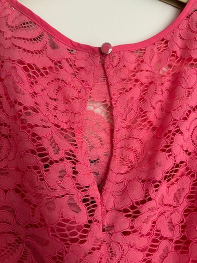 Coral Oasis pleated slip dress with lace over top