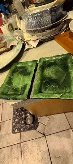 Set of 2 La Ceramica VBC Italy Grape Leaf Trinket Dish Numbered 9697/18 / 30.00 euro each or set of 2 for 50.00 euro