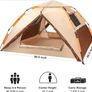 Camping Tent, Pop up Tent 4 Person Family Dome Tent Waterproof Windproof with 2 Mesh Doors, 2 Mesh Windows, Roof Skylights, 2 in 1 Double Layers, Storage Bag for Camping Hiking Backpacking (FREE POSTAGE) Image 2