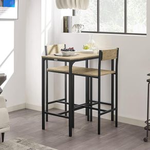 Bar table with 2 stools high back chairs