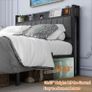 Double Bed Frame with Wooden Storage Headboard Shelf Image 2