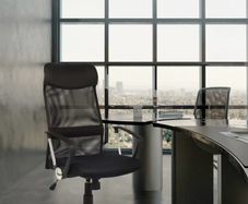 Viking Realspace Mosil Office Chair Basic Tilt Mesh Fixed Armrest Height-Adjustable Seat Black 120 kg