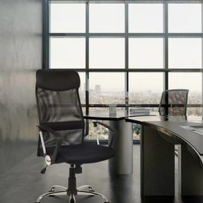 Viking Realspace Mosil Office Chair Basic Tilt Mesh Fixed Armrest Height-Adjustable Seat Black 120 kg