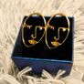 Golden Artistic Face-Shaped Earrings Minimalist Statement Jewelry Image 7