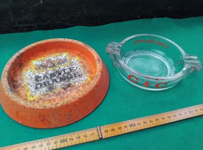 2 old c&c carlow ashtrays