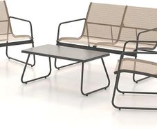 Conversation Sets 4 Pieces, Garden Table and Chairs, mesh sling Material, Waterproof, Breathable, Garden Furniture Sets for Outdoor, Backyard, Poolside (Brown)