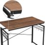 _Computer Desk, Folding Desk with 8 Hooks, Workstation Image 3
