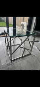 Modern Glass & Chrome Side Table