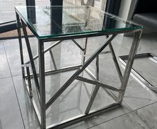 Modern Glass & Chrome Side Table