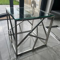 Modern Glass & Chrome Side Table