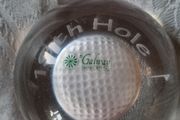 Galway Crystal paperweight with a golf ball