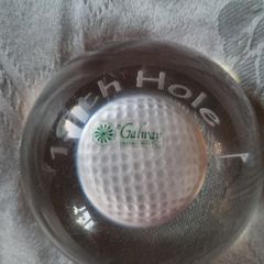 Galway Crystal paperweight with a golf ball