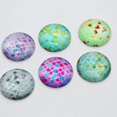 Glass round cabochon 30mm with dragon scale pattern. 3pcs. Cabochons for jewelry. Big snake skin cabochon beads. Many colors. Supplies, DIY.