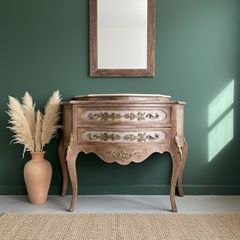 Unique Painted French Bombe Chest with Marble Top