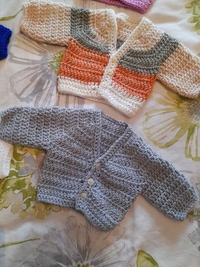 Handmade premature baby cardigans