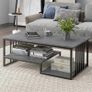 Marble Coffee Table with 2 Open Shelves, Sofa Table with Metal Frame, Rectangular Coffee Table for Living Room, Office, 110 x 60 x 45 cm, Max. 90 kg, Grey Image 2