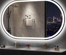 Oval Bathroom Mirror with LED Lights 600x1000mm, Bluetooth Led Mirror Bathroom with Memory, Anti-Fog, 3000K-6500K, Dimmable, HD Tempered Glass, IP44 Waterproof,