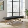 Luxury Eco Leather  Bench with Gold Frame  Handmade, 100x40x50 cm Image 6