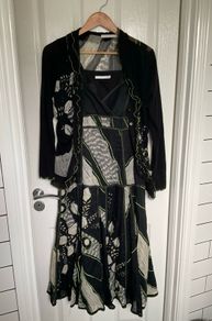 RRP 350 French Designer Didier Parakian 2 piece black dress and cardigan