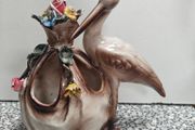 Vintage mid-century Capodimonte Style Italian Porcelain Stork Planter / Vase