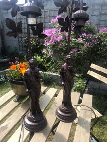 Beautiful pair of French Spellter figurine lamps