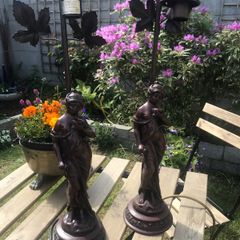 Beautiful pair of French Spellter figurine lamps
