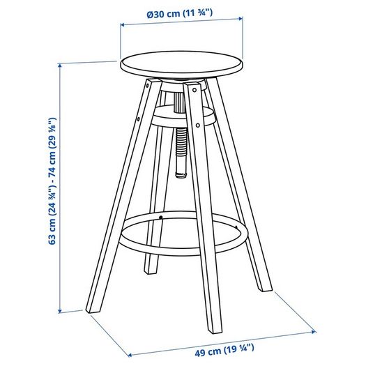 Dalfred Height-Adjustable Bar Stool