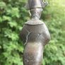 Vintage Egyptian  Figure of Osiris 10" (made of some metal, a few cracks visible in the photos, mounted on a marble base) Image 6