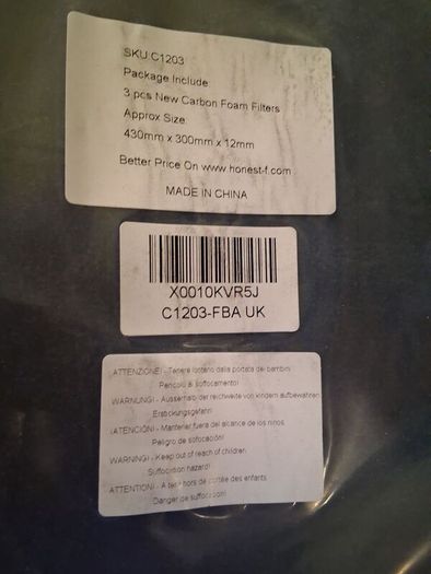 2 and nearly a full 3rd carbon foam filters