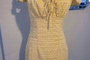 yellow plaid mini dress