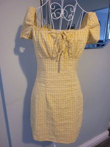 yellow plaid mini dress