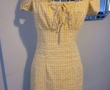 yellow plaid mini dress