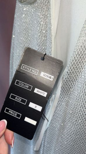 simply devine silver/white debs dress