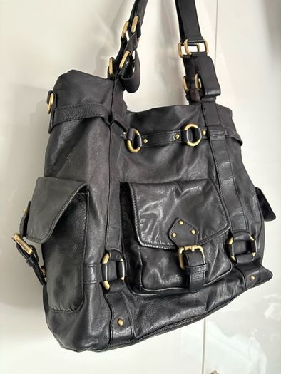 Ladies  Black Handbag pure Leather Dune