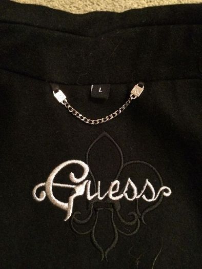 Guess Black Winter Wool Long Black Coat size Large uk14
