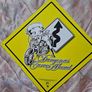 Vintage 2005 betty boop dangerous curves ahead metal sign 42x42 yellow in excellent condition Image 2