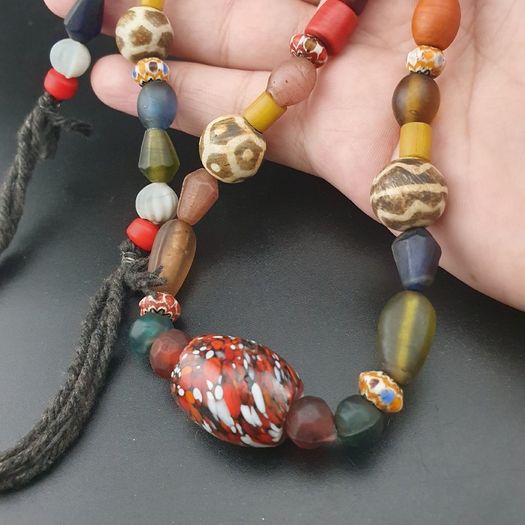 Vintage Asian & African Glass with Pumtek Pyu Beads Tribal Necklace