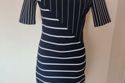 Zara Women navy/white classy midi dress size S UK8 EU36 Perfect condition Postage included
