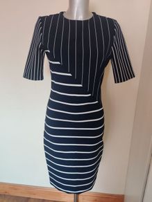 Zara Women navy/white classy midi dress size S UK8 EU36 Perfect condition Postage included