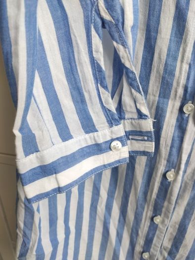 Dunnes Stores Blue and White Striped Long Sleeve Shirt Size M