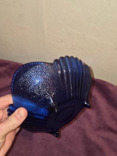 Vintage Cobalt Blue Footed Fruit Bowl