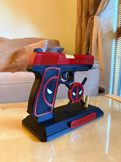 Deadpool Inspired Decorative Pistols Replica / 3D Printed Collectible with Display Stand
