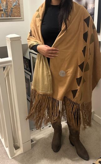 Anna Trzebinski Stunning Cashmere & Suede Wrap