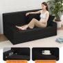 Convertible Folding Sofa Bed, Corduroy Boneless Couch, Black Folding Foam Boneless Couch with 2 Pillows, Sleeper Lounger Foldable Sofa for Small Spaces, Bedroom and Guest Room Image 5