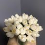 Beautiful real looking white faux tulip bouquet with vase Image 3
